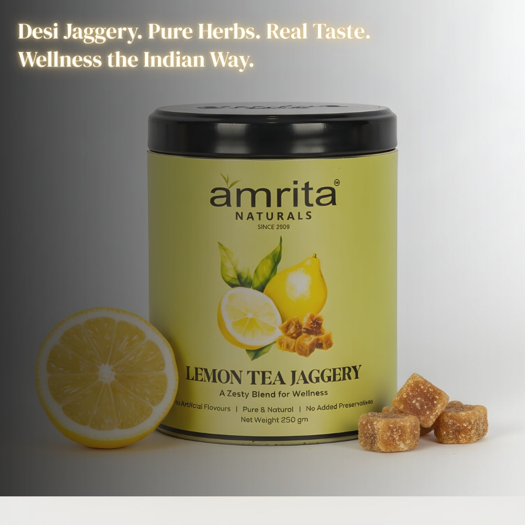 Lemon herbal tea with Jaggery Amrita Naturals