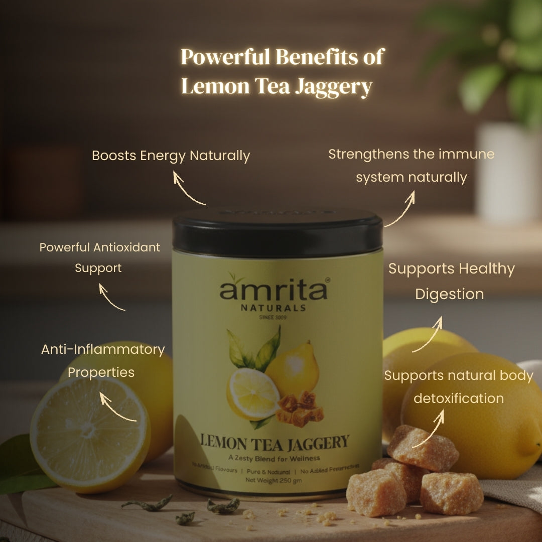 Lemon herbal tea with Jaggery Amrita Naturals