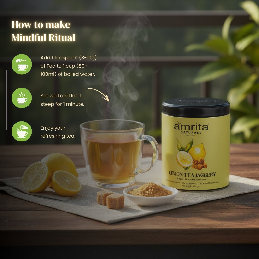 Lemon herbal tea with Jaggery Amrita Naturals