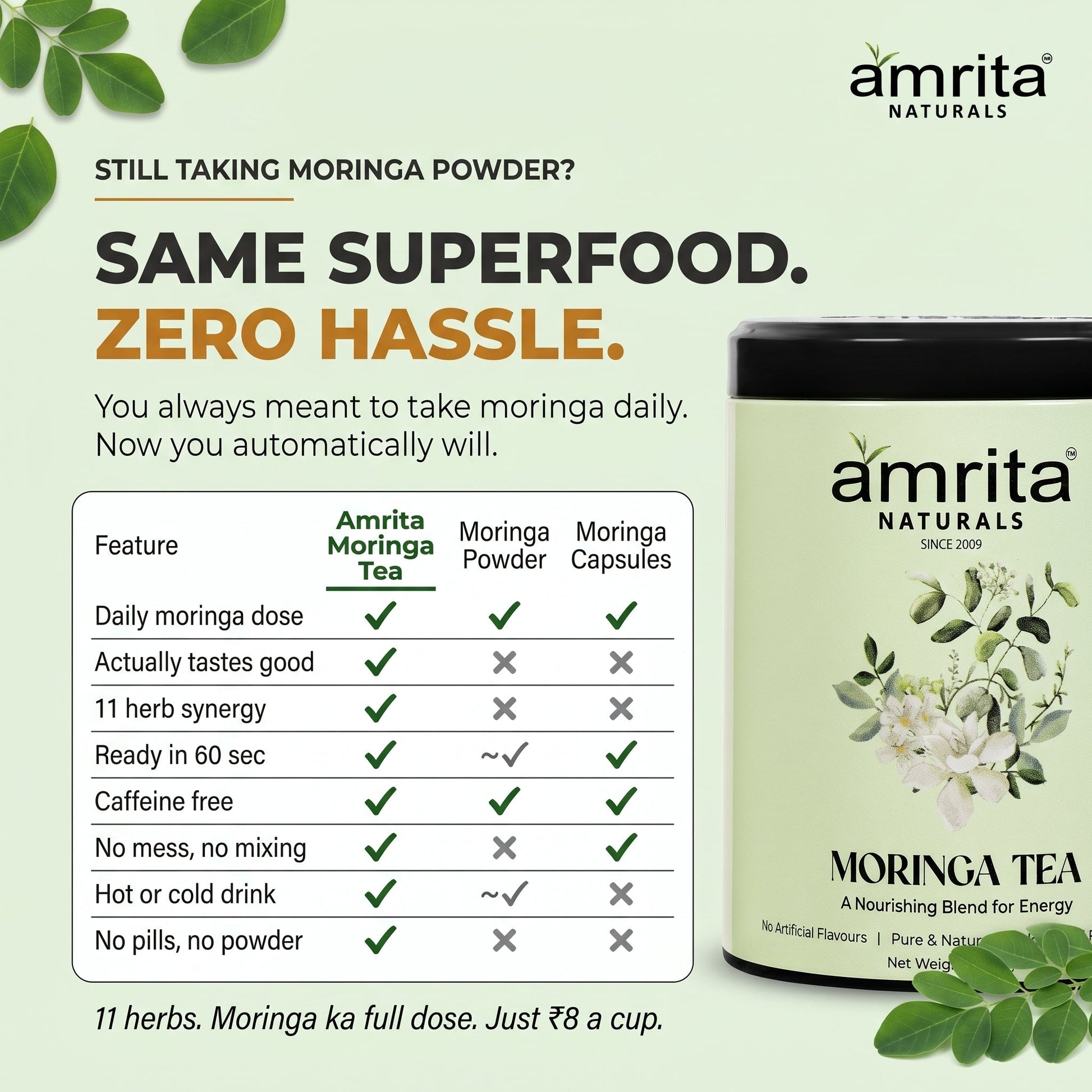 Moringa Green Vitality Tea Amrita Naturals