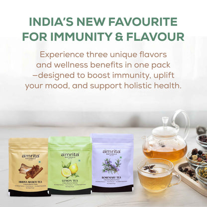 Herbal Trio- First in segment Lemon, Rosemary and Hridyashakti Herbal Tea 150g Amrita Naturals