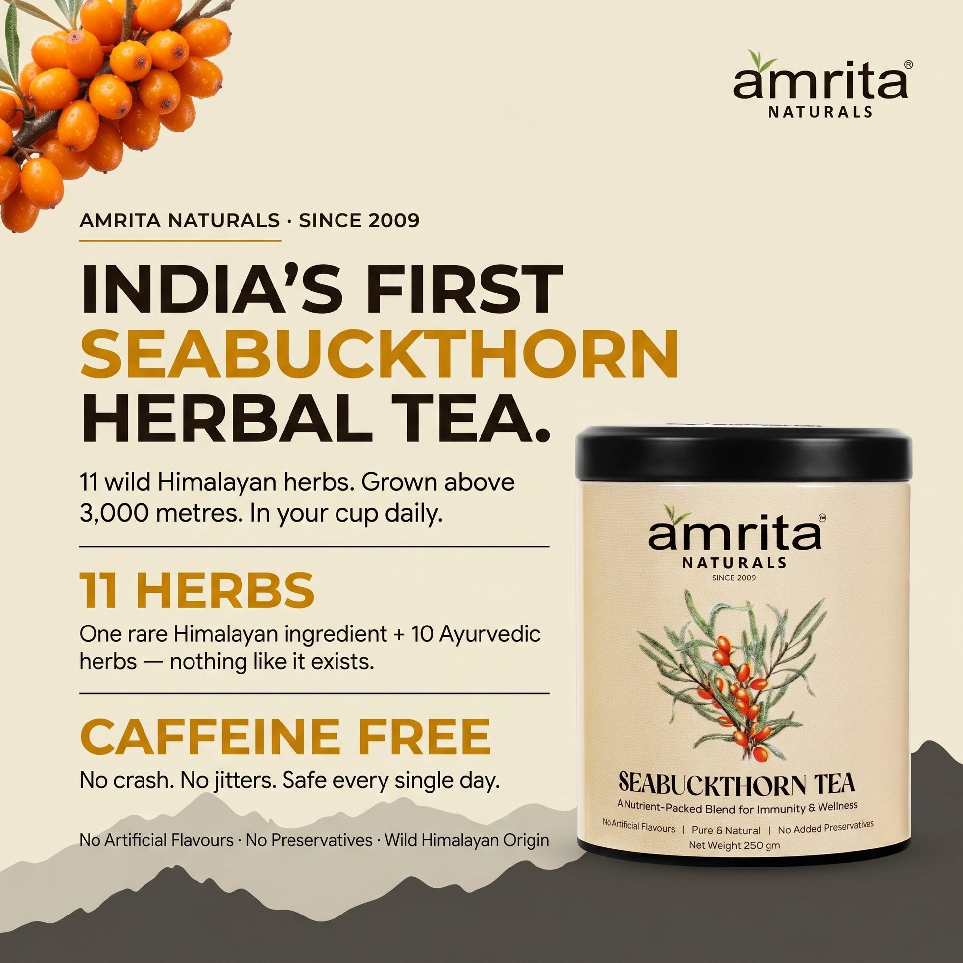 Seabuckthorn Vital Glow Tea with 10 Herbs Amrita Naturals
