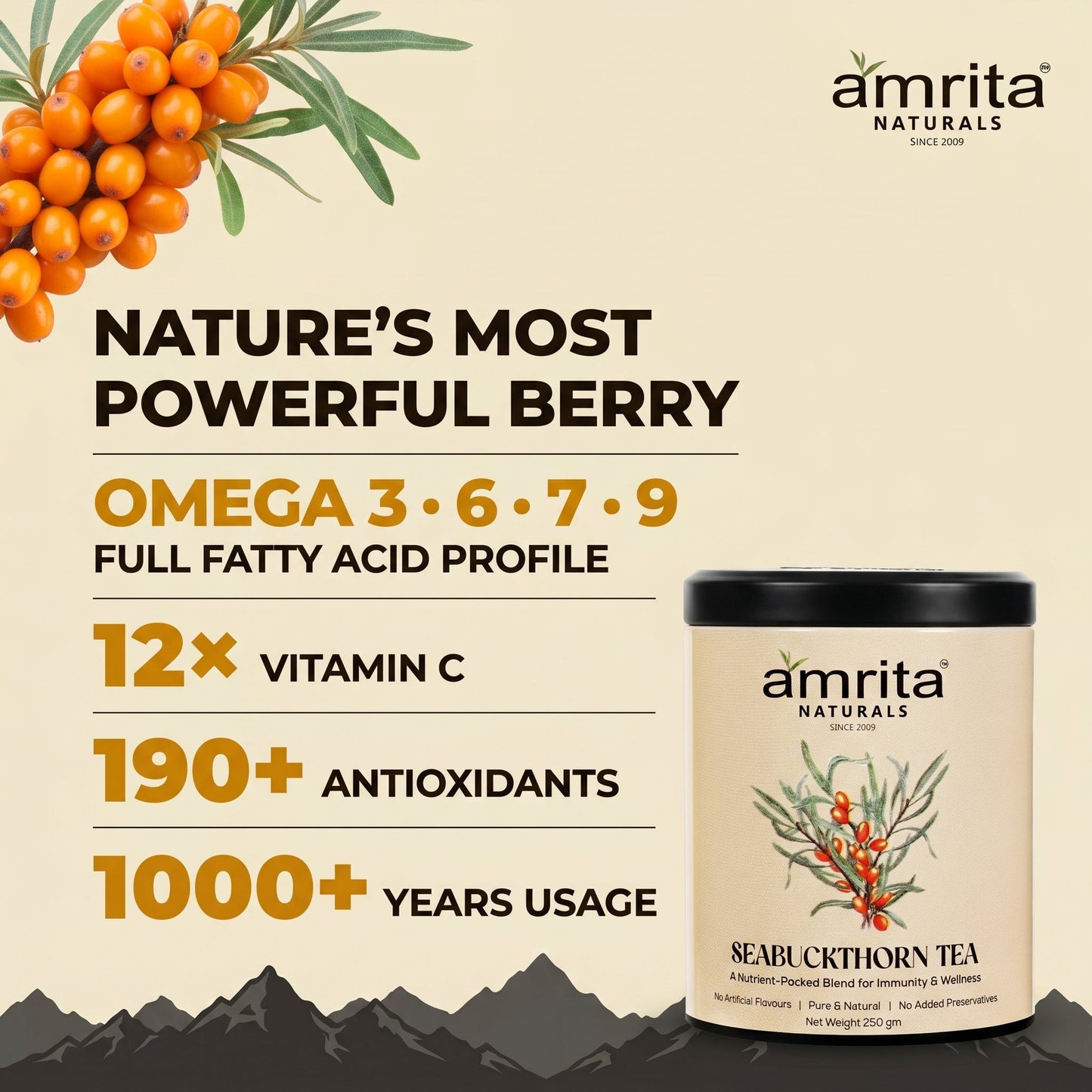 Seabuckthorn Vital Glow Tea with 10 Herbs Amrita Naturals