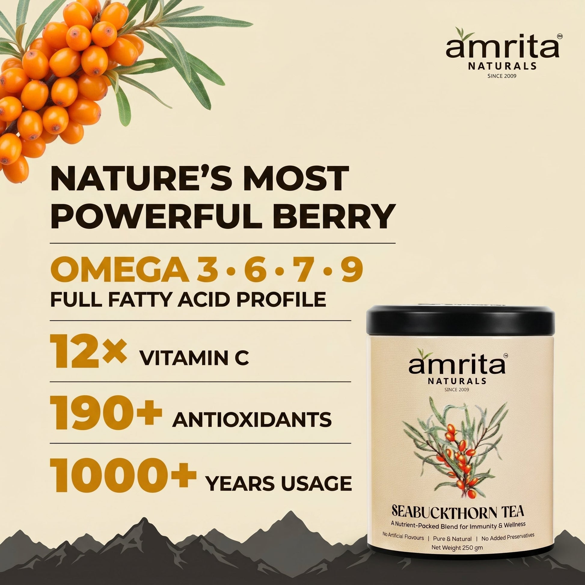 Seabuckthorn Vital Glow Tea with 10 Herbs Amrita Naturals