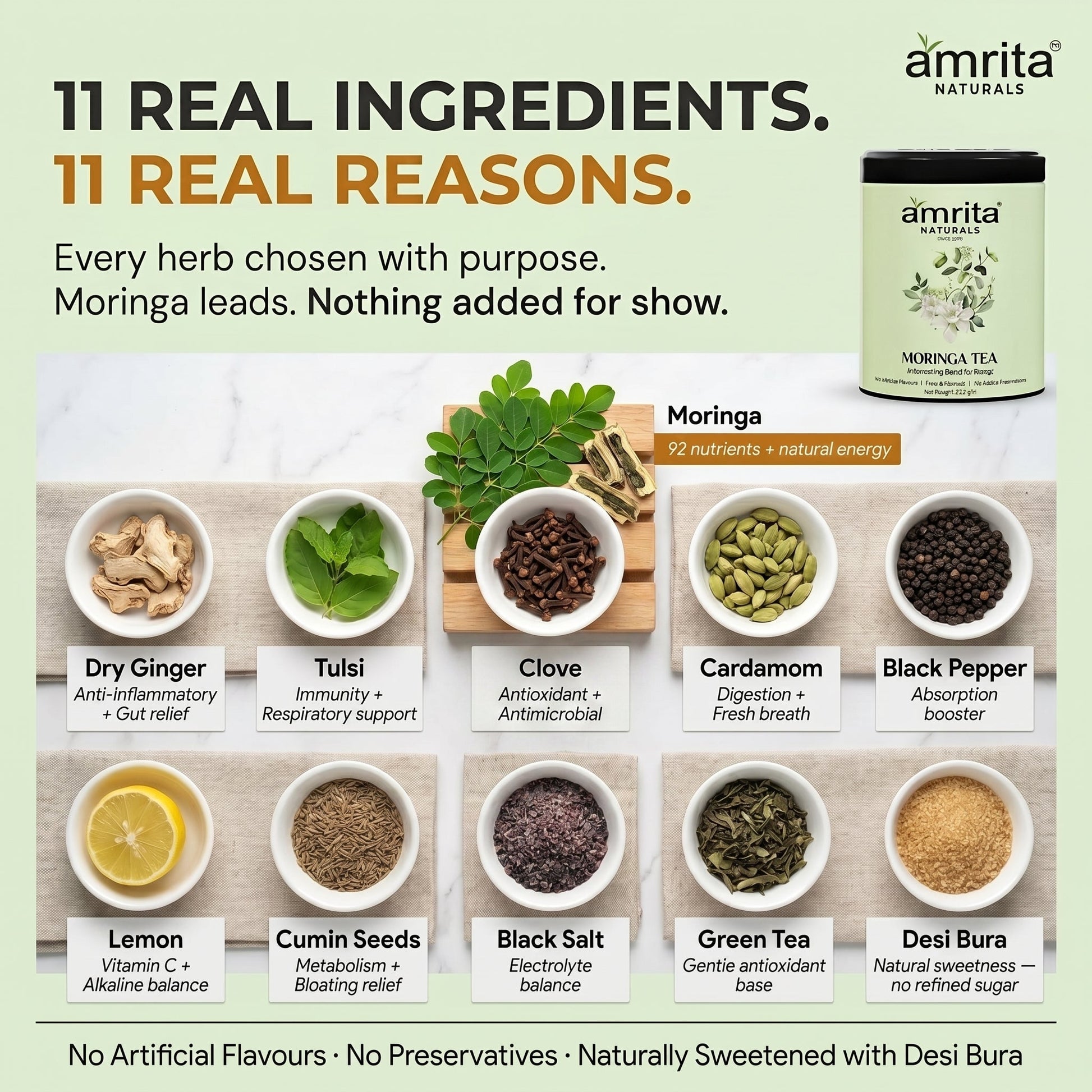 Moringa Green Vitality Tea Amrita Naturals