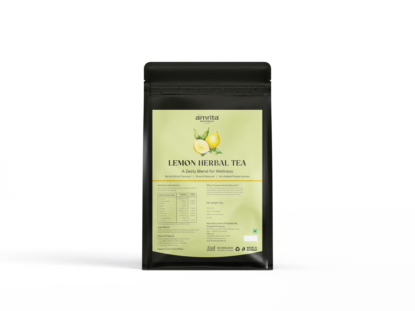 Amrita Natural’s Lemon Herbal Tea – 1 Kg Amrita Naturals