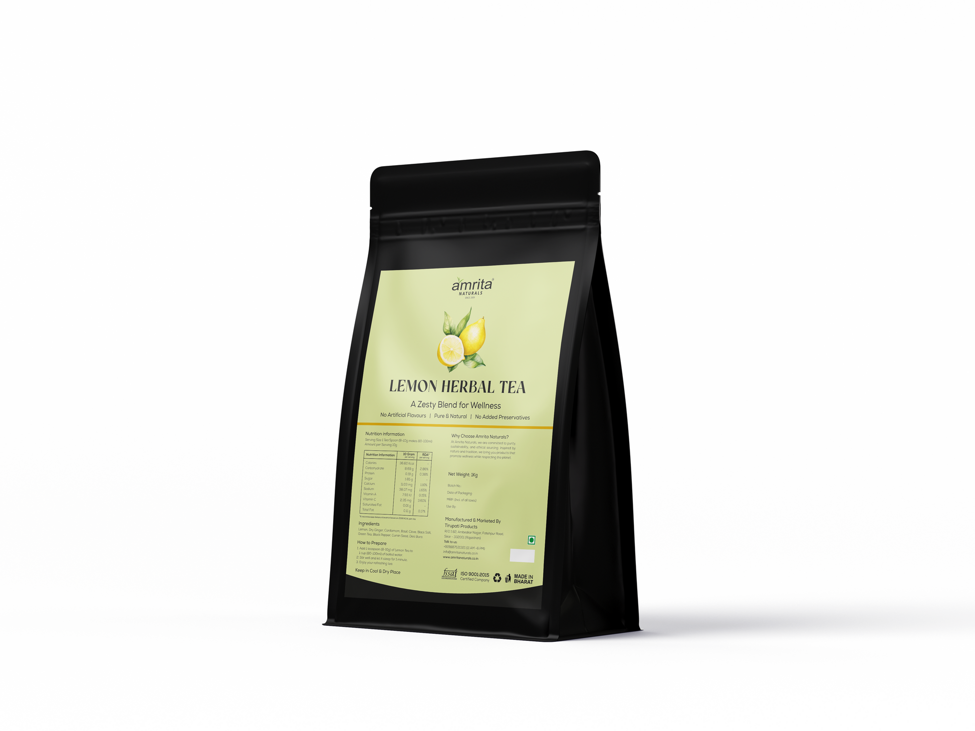 Amrita Natural’s Lemon Herbal Tea – 1 Kg Amrita Naturals
