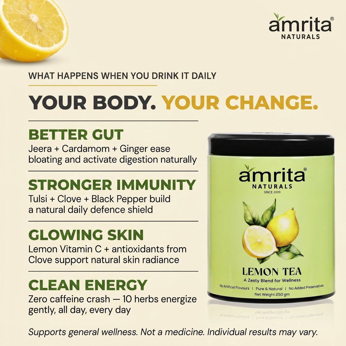 Lemon Herbal Daily Tea Amrita Naturals