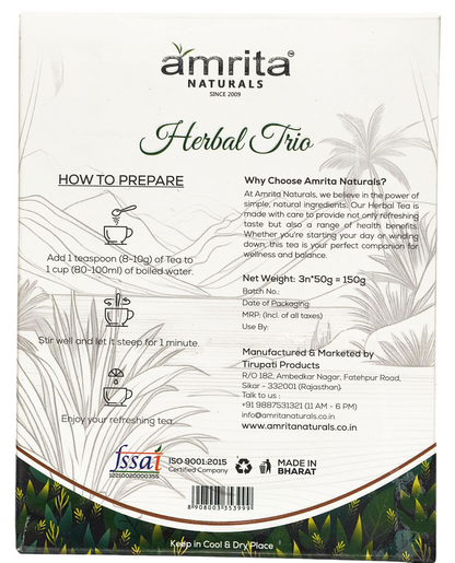 Herbal Trio- First in segment Lemon, Rosemary and Hridyashakti Herbal Tea 150g Amrita Naturals